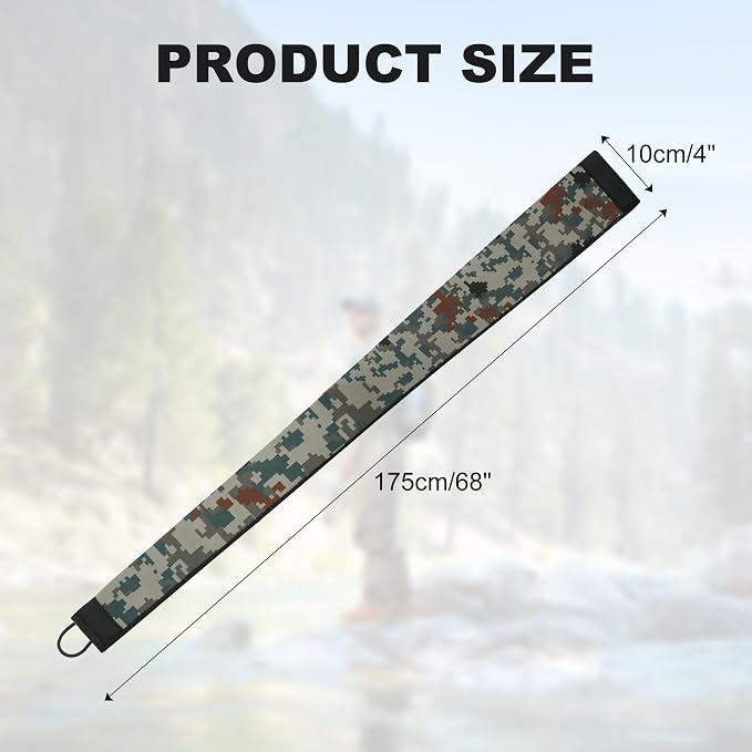 Neoprene Camo Fishing Rod Sleeves,Fishing Pole Sleeves,Fishing Rod Socks | UV Resistance,Puncture Resistant, Protect Casting, Spinning, Trolling Fishing Rods, Storage, tangled-free,75in,68in,60in