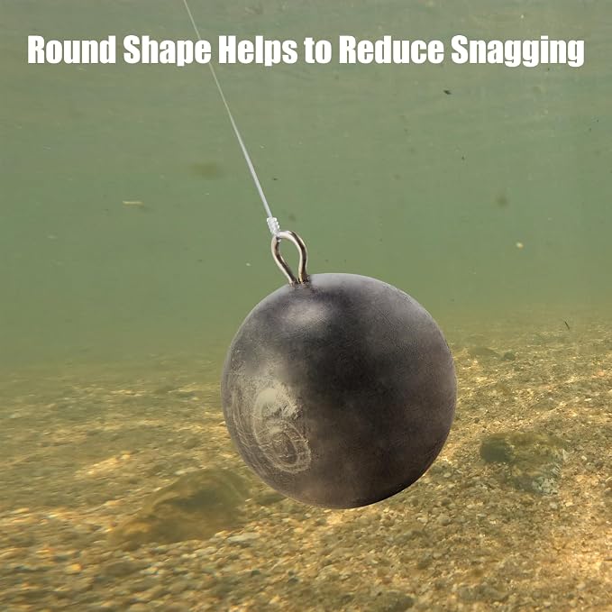Dr.Fish Cannonball Sinkers Saltwater Lead Fishing Weights Round Ball Sinkers Trolling Downrigger Weights Bottom