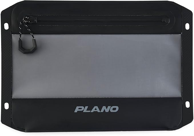 Plano StowAll Waterproof Zip Pouch, Medium, Charcoal, IPX7 Rated Dry Storage with Clear Window, Expandable Base, and Carabiner Loops