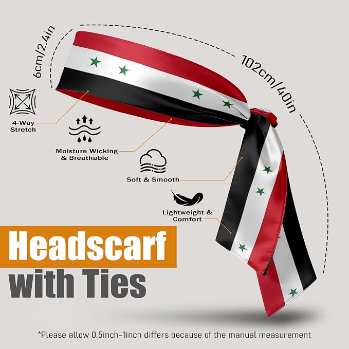 Flag Tie Headbands for Men Women, Moisture Wicking Sweatband Breathable Sports Headwrap, Non-Slip Stretchy Adjustable Fitness Hair Band