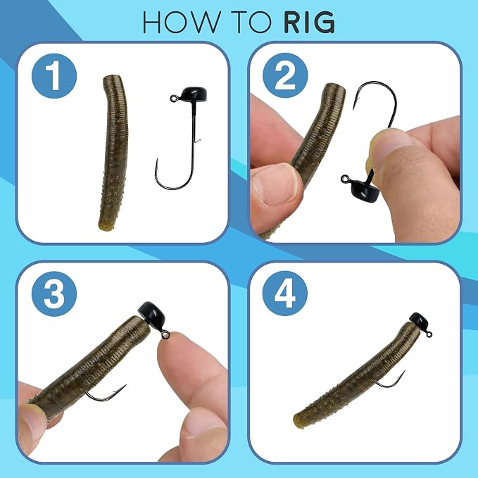 Reaction Tackle Tungsten Mushroom Head Jig Heads, Ned Rig Shroom Jigs for Finesse Bass Fishing, Stand Up Bait with Weedless and EWG Hook Options (5-Pack)