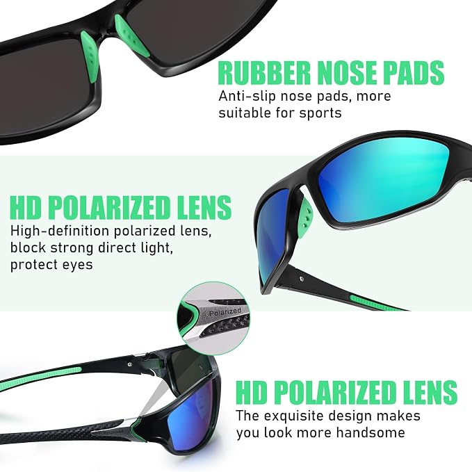 TOODOO 4 Pairs Men Polarized Sunglasses with UV Protection Driving Glasses Sports for Sport Outdoor Activities