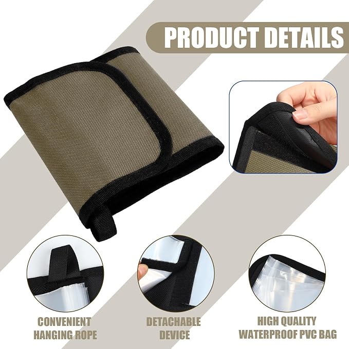 2 Pack Fishing Tackle Binder 20 Pockets Fly Fishing Leader Tippet Line Wallet Leader Organizer Case Lure Storage Bag for Pre-tied Rigs, Leaders, Soft Baits and Lines(Khaki)