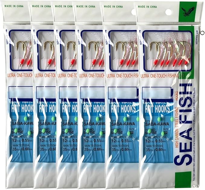 36-Piece Luminous Sabiki Rigs - Fishing Lures with Sharp Hooks for Freshwater & Saltwater