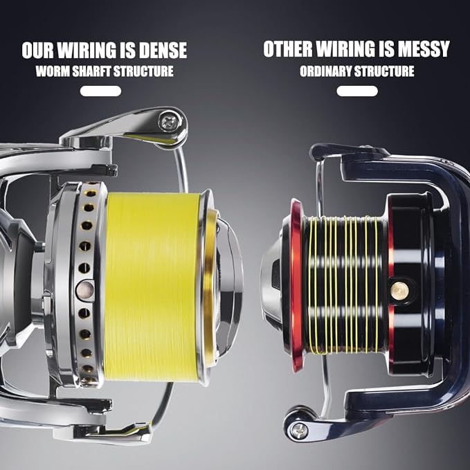 Heavy Duty Spinning Reel Metal Body with CNC Machined Spool 55LB Max Drag 8/10+1 BB Ultra Smooth 4.1/4.6/4.8:1 High Speed Gear Ratio Saltwater Freshwater Fishing Reel for 8000 to 16000 Series