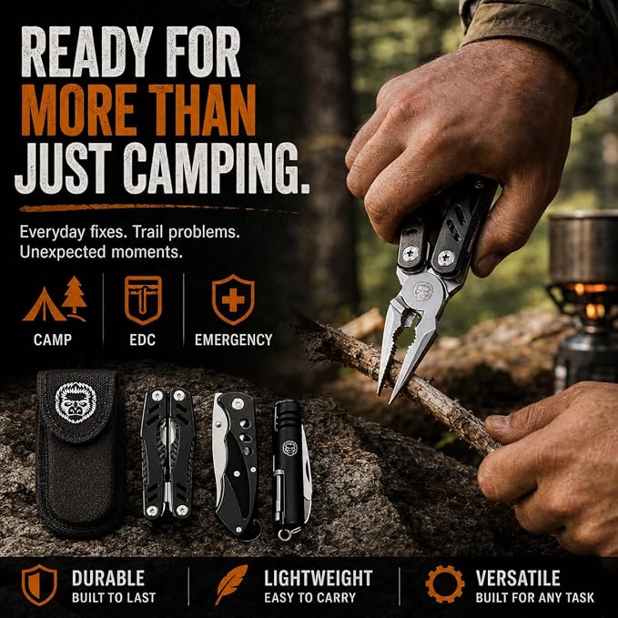 Multi Tool Knife Gift Set for Men - Pocket EDC Multitool with Folding Knife, Pliers, Screwdrivers & Bit Kit - Camping, Fishing & Everyday Carry Tool Gift for Dad, Husband & Outdoorsmen