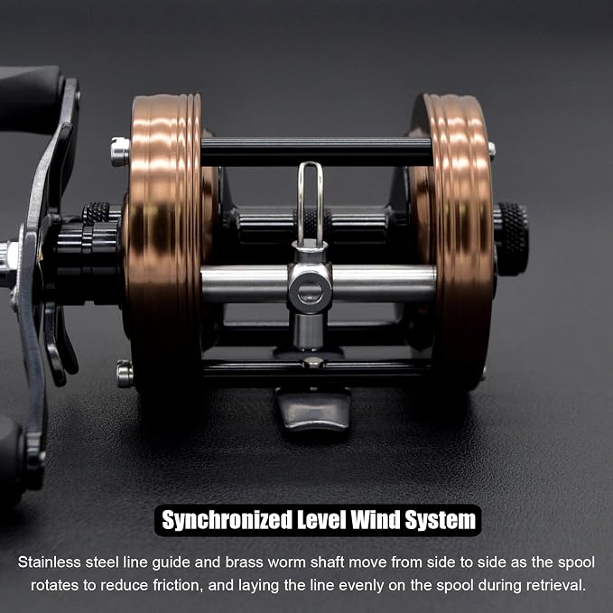 X-Tribe Round Baitcasting Fishing Reel, Synchronized Level Wind System, 17 LBs Powerful Carbon Drag, 5.3:1 Gear Ratio, Single Power Handle, All Metal Frame and Side Covers for Saltwater