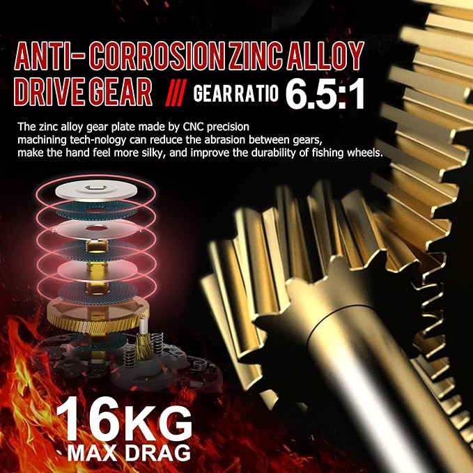 Sougayilang Baitcasting Reel, 7.0:1 Gear Ratio Super Smooth Power, 9 + 1 Shielded Ball Bearings Anti-Corrosion Baitcaster Reel Fishing Reel