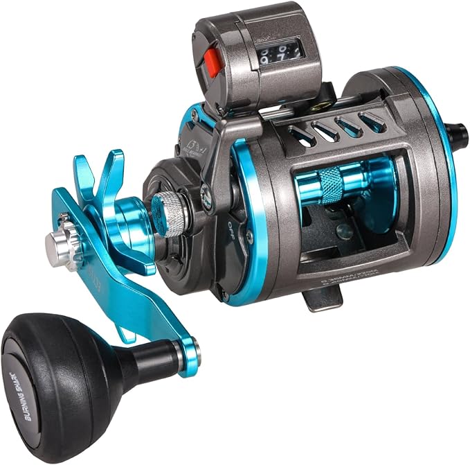 Burning Shark Baitcasting Fishing Reel, Smooth Powerful Round Baitcaster Reel, Saltwater Inshore Surf Trolling Reel, Conventional Reel for Catfish, Musky, Bass, Pike