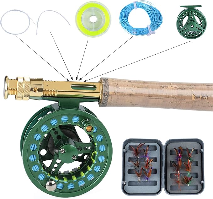 Sougayilang Saltwater Freshwater Fly Fishing Rod with Reel Combo Kit