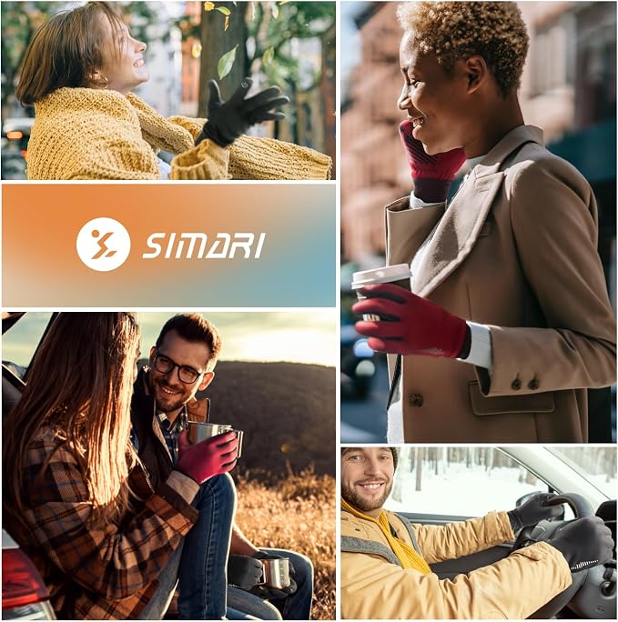 SIMARI Winter Gloves for Women Men - Cold Weather Thermal Touch Screen Ski Snow Glove Liners, Non-Slip Palm & Warm Fleece Lined, for Running Cycling Driving Hiking Walking Sports Outdoor Texting Work