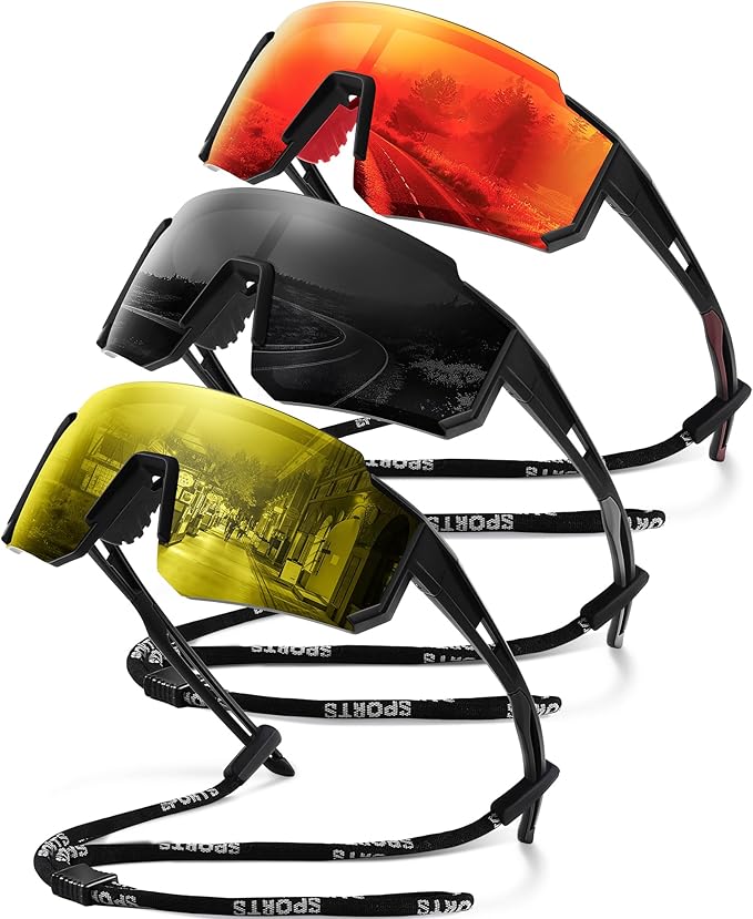 Polarized Sport Sunglasses for Men and Women, Lightweight TR90 Sun Glasses with UV Protection for Cycling Running
