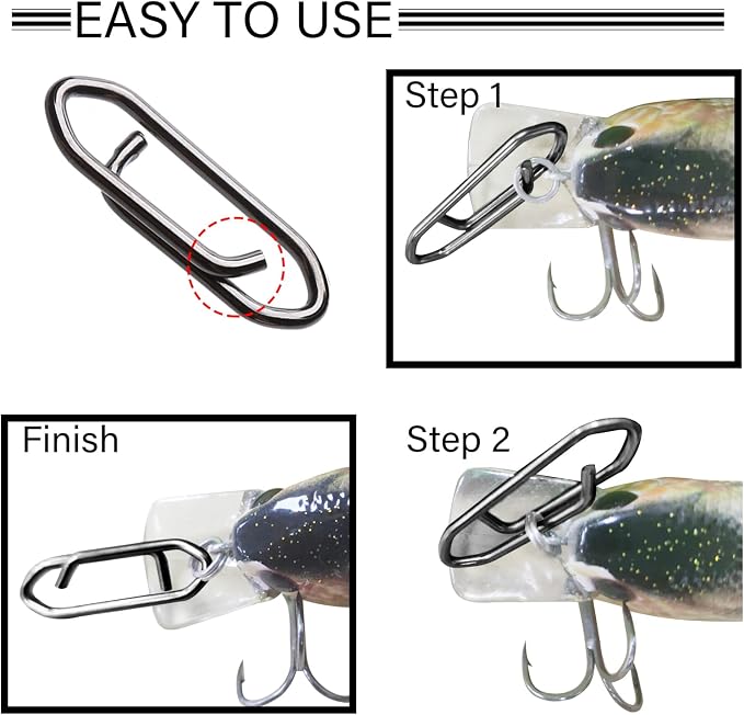 Atibin Stainless Lock Snaps Swivel Steel Saltwater Connector Fishing Snap Line High Strength Fishing Clip Power Lure Connector