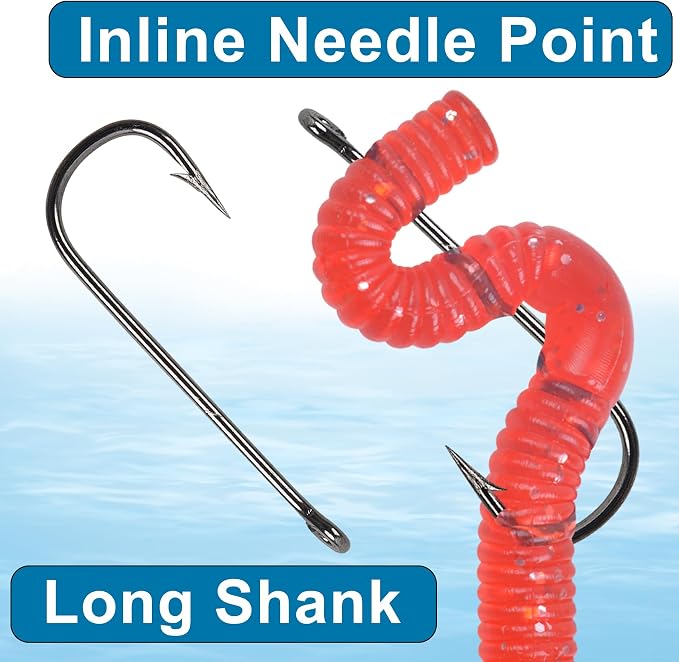 Crappie Panfish Fishing Hooks Aberdeen Hook Kit, 150pcs Aberdeen Fishing Hooks Long Shank Assorted Small Size Sharpened Live Bait Hook Set for Saltwater Freshwater Bass Catfish Trout Crappie Panfish