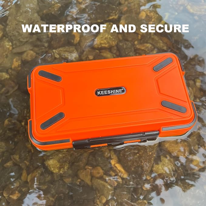 SMALL Fishing Tackle Box, Floating Storage Box, Double-Sided Fishing Lure Box with Adjustable Dividers Storage Jewelry Organizer Making Kit Container for Lure Hook Beads Earring Tool(Orange)