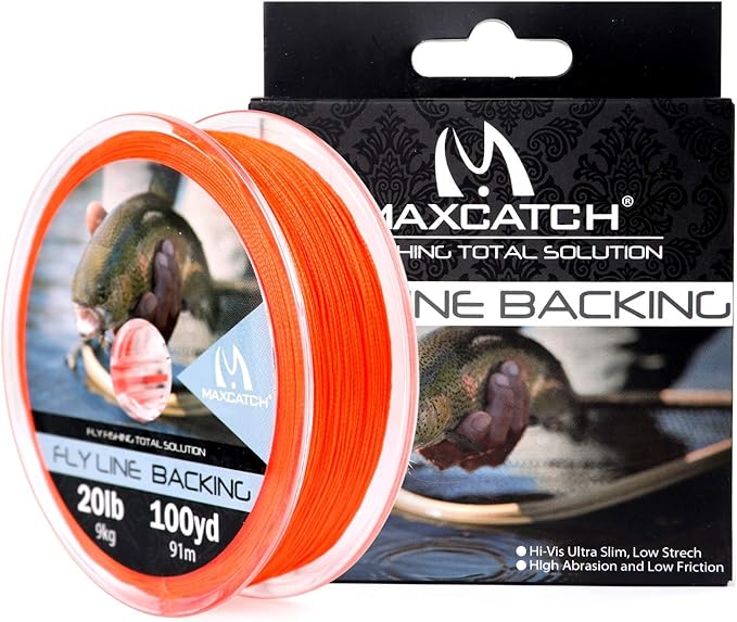 M MAXIMUMCATCH Maxcatch Braided Fly Line Backing for Fly Fishing 20/30lb(White, Yellow, Orange, Black&White, Black&Yellow, Blue, Pink, Green, Purple)