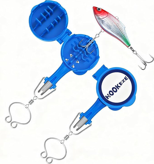 HOOK-EZE 4-in-1 Fishing Knot Tying Tool, Treble Hook Covers Keeps Lures Safe, Hook Sharpener, Lure Wraps for Fishing Rod, Fishing Line Cutter Accessories Gifts for Anglers Fishermen