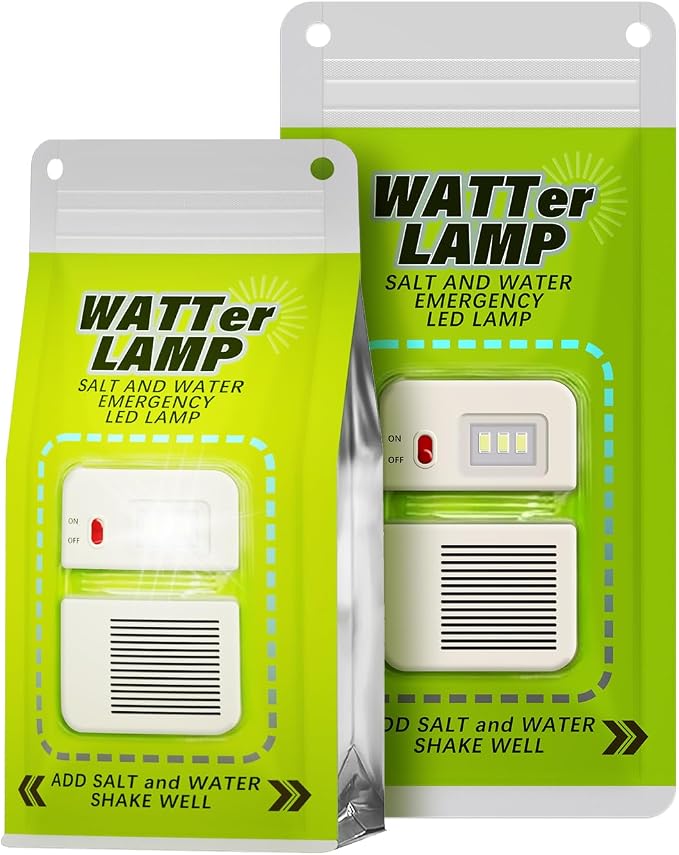 Portable Saltwater Camping Lantern - 50 Lumens LED Emergency Light, Eco-Friendly Battery-Free Outdoor Lamp for Camping Hiking Fishing, Waterproof Design, 140 Hours Runtime
