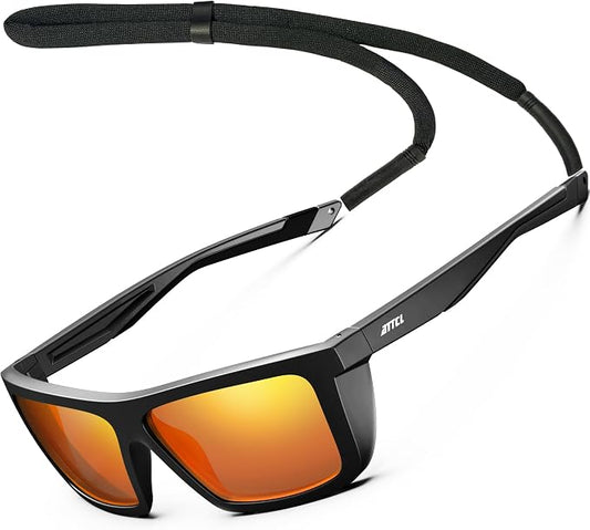 ATTCL Sports Polarized Sunglasses for Men: Secure Anti-Slip Lightweight TR90 Square Frame UV Protection for Driving Fishing