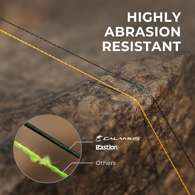 Calamus Bastion Braided Fishing Line -Abrasion Resisting Braided Lines – Thin Diameter Superline – Zero Stretch – 4 Strand MultiTuf Fiber Braid Line