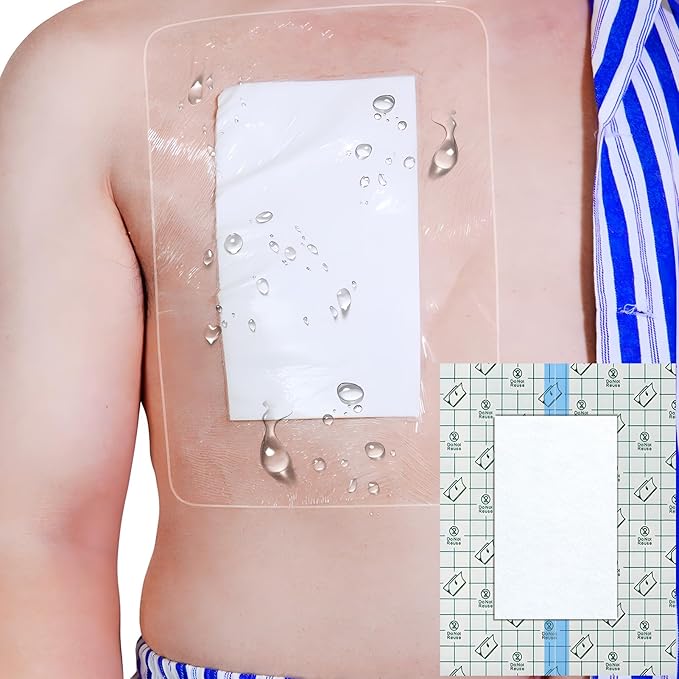 Waterproof Shower Protector Large Cover Shields for PICC Central Line Peritoneal Dialysis Chest Port Feeding Tube PD Catheter Accessories Bandages with Non-Stick Center Pad 12"x16"(Pack of 14)