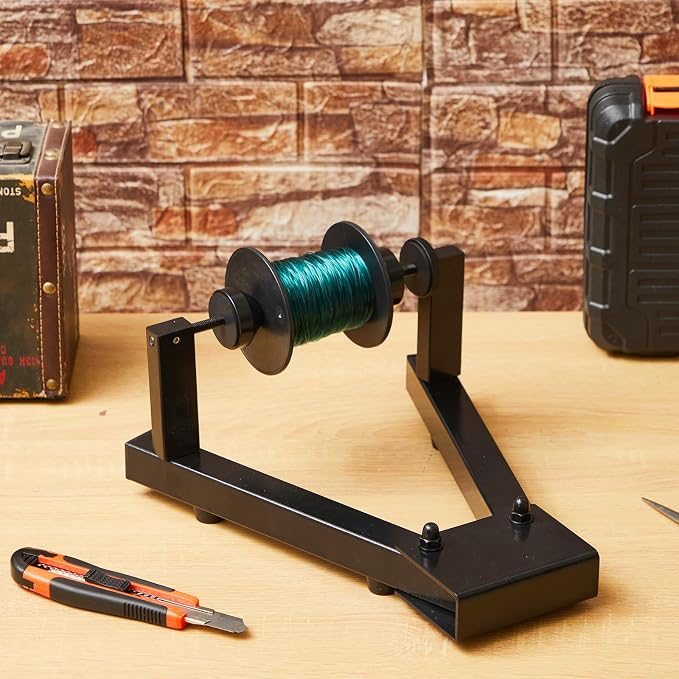 Soulchen Fishing Line Winder Spooler Reel Winder Spooling with Adjustable Tension Foldable Portable Fit for Filler and Bulk Spools, Tabletop Line Spooling Fishing Gears Gifts for Men, Black