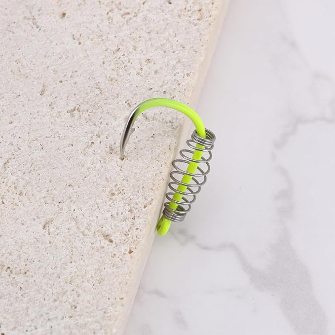 20Pcs Spring Fishing Hooks, High Carbon Steel Hooks with Metal Spring Barbed Swivel Fishing Hooks Suitable forPower Bait Trout Carp
