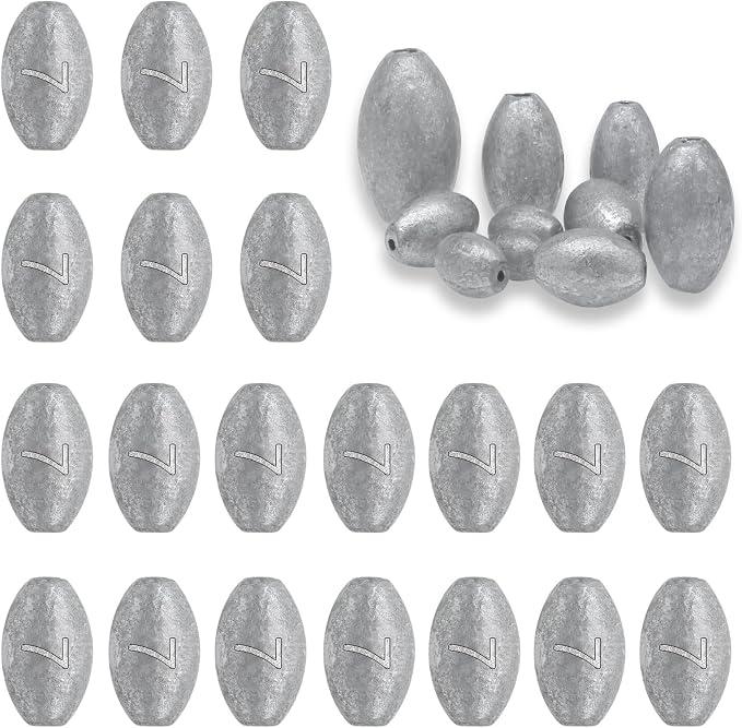 Egg Weights Fishing Sinkers Weights Assortment Lead Oval Shaped Drop Weights Sinker Tackle for Freshwater Saltwater Fishing Bass Casting