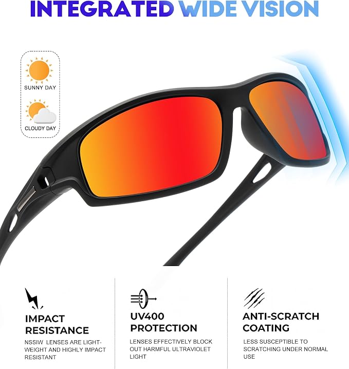 NSSIW Polarized Sunglasses-Men Sports Mens-Sunglasses: Sun Glasses Women Polarized UV400 Protection for Fishing Running Golf