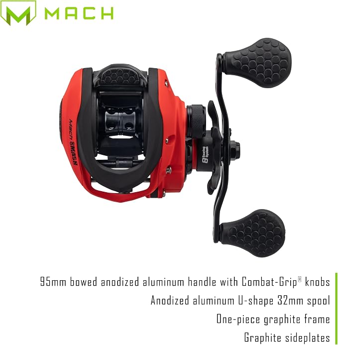 Lew's MACH Smash Baitcast Fishing Reel, Graphite Frame, Premium 8 Stainless Steel Ball Bearings