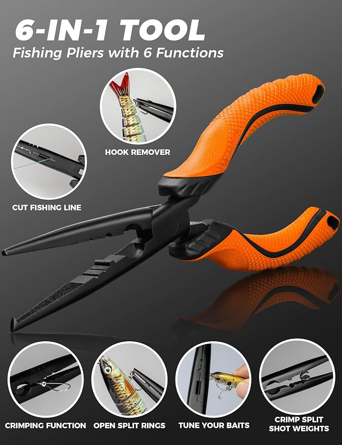 Fishing Pliers,Carbon Steel with Corrosion Resistant Coated Fishing Tools,Multitool for Saltwater