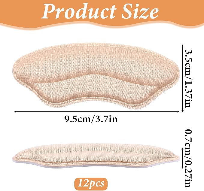 Lip-Shaped Heel Grips Liner Cushions Inserts for Loose Shoes, 6 Pairs Self-Adhesive Heel Grips Liner for Loose Shoes, Memory Foam Heels Cushions to Prevent Blisters & Stop Slipping
