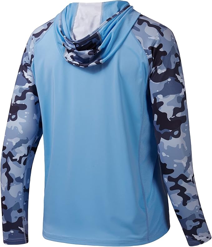 BASSDASH Men’s UPF 50 Performance Fishing Shirt Cooling Hoodie Camo Long Sleeve FS17M