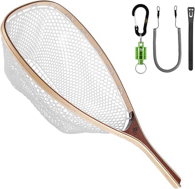 SF Fly Fishing Landing Net Soft Rubber Mesh Trout Net Catch and Release Net