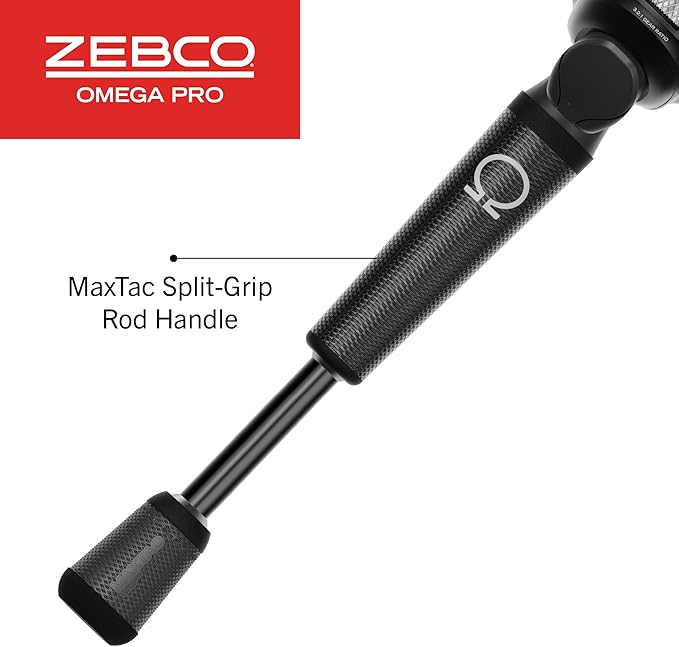 Zebco Omega Pro Spincast Reel and Fishing Rod Combo, 6-Foot 2-Piece IM6 Graphite Fishing Pole, Split MaxTac Grip Rod Handle, Size 30 Reel, Pre-spooled with 10-Pound Line