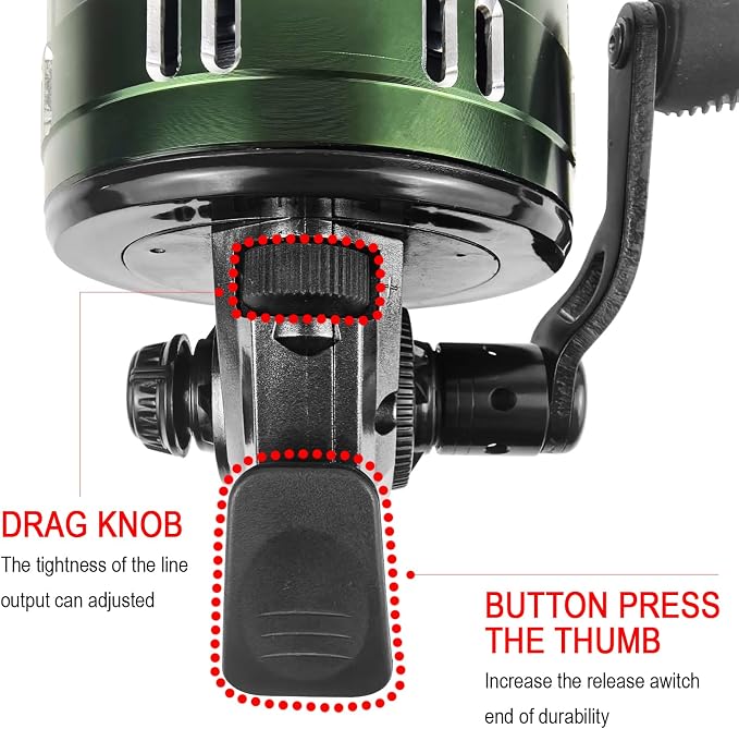 Spincast Fishing Reel, All-Metal Gears, Easy to Use Push Button Casting Design, Changeable Right/Left-Hand Retrieve