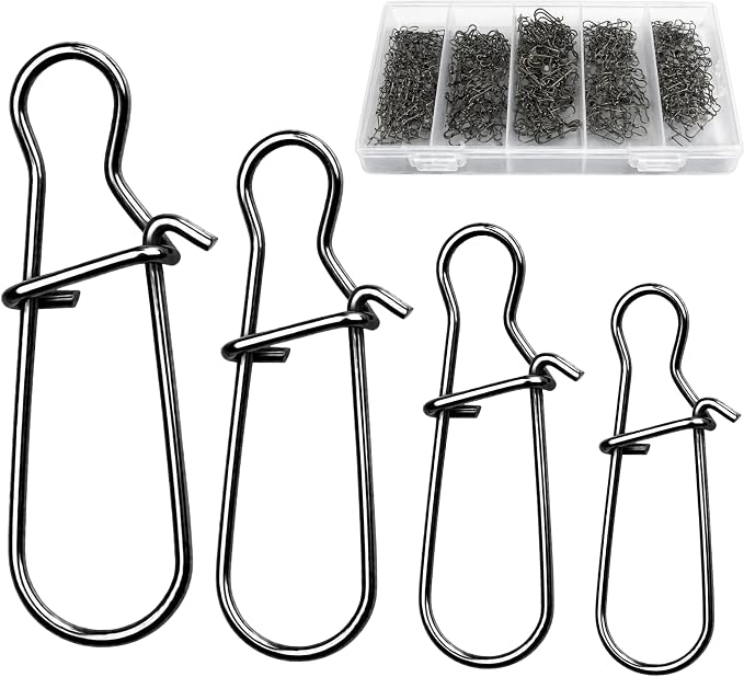 300Pcs Small Duo Lock Fishing Snaps, Stainless Steel Speed Clips for Lures, Quick Change Fishing Lure Connectors for Freshwater Saltwater, Sizes 0# 1# 2# 3#