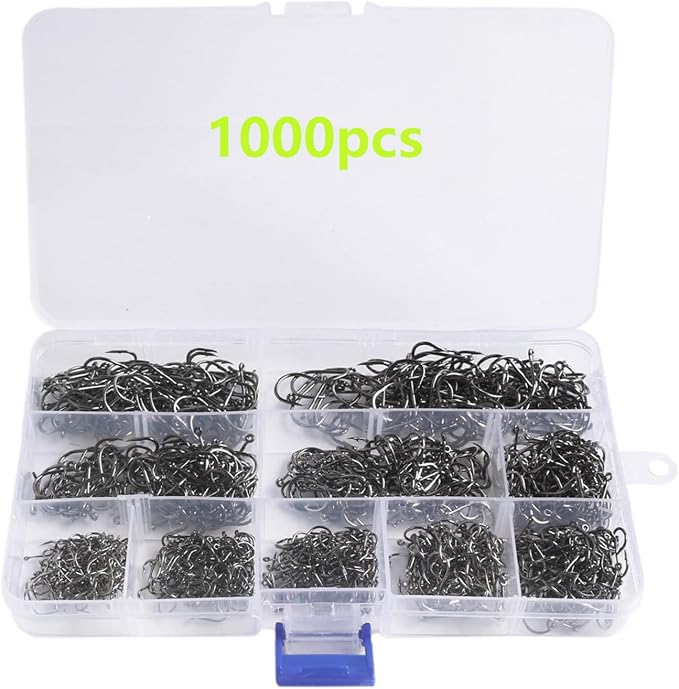 1000pcs 600pcs 300pcs Small Fish Hooks for Freshwater, 10 Specifications of Trout Fishing Hook Set