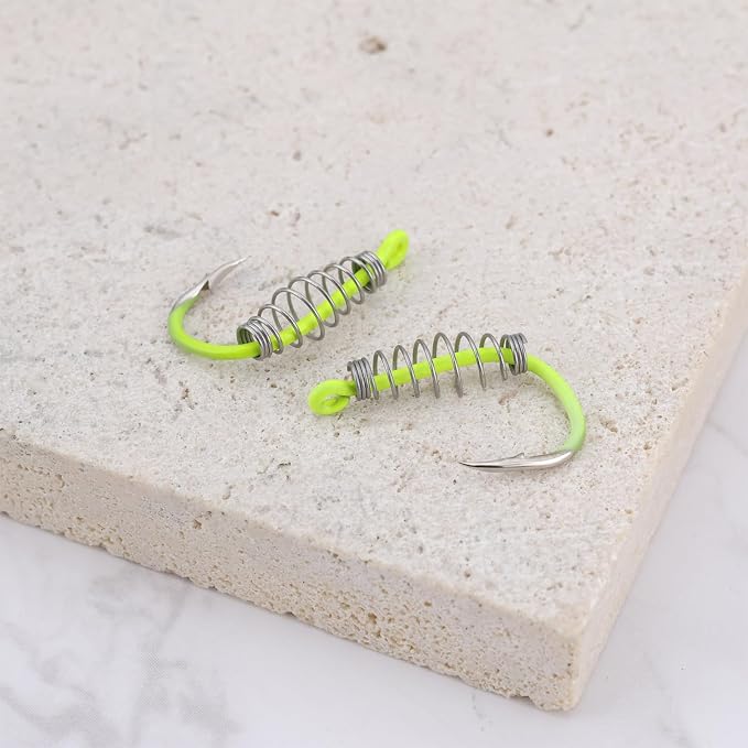 20Pcs Spring Fishing Hooks, High Carbon Steel Hooks with Metal Spring Barbed Swivel Fishing Hooks Suitable forPower Bait Trout Carp