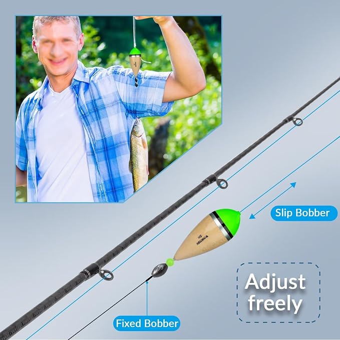 THKFISH Fishing Bobbers Slip Bobbers for Fishing Floats Bobbers for Fishing Balsa Bobbers for Steelhead Fish Float Rigs Freshwater Saltwater Floatage