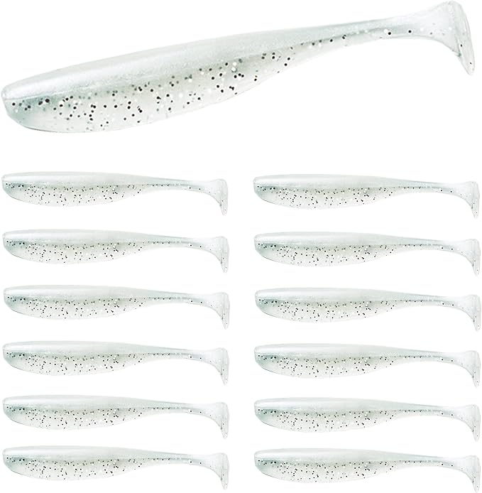 100PCS Bait Fishing Soft Plastic Lures, Soft Paddle Tail Lures for Freshwater and Saltwater Bass Lures with Box White red Green Gray Loach 2g,7cm