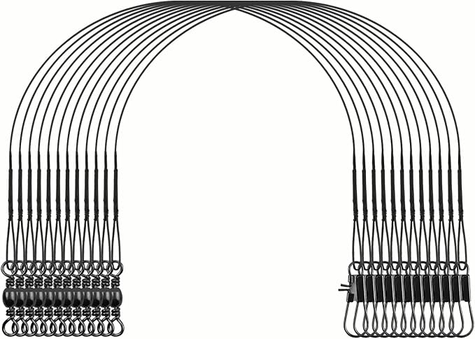 Fishing Wire Leaders 60PCS - 7in/9in/12in Stainless Steel Leaders with Swivels & Snaps for Bass, Pike, Catfish, Carp, Walleye - Saltwater & Freshwater Fishing Gear ﻿