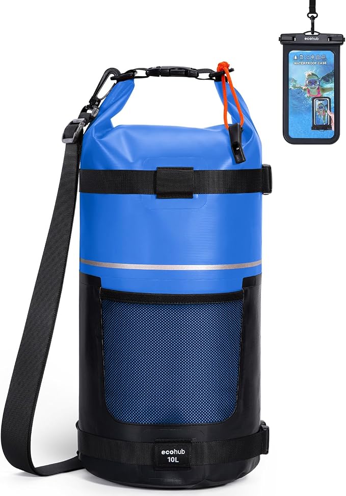 ECOHUB Waterproof Dry Bag for Women Men, 5L/10L/20L Roll Top Lightweight Dry Storage Bag Backpack for Travel Kayaking Hiking Floating with Waterproof Phone Case