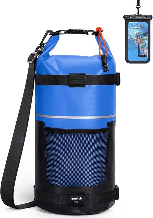 ECOHUB Waterproof Dry Bag for Women Men, 5L/10L/20L Roll Top Lightweight Dry Storage Bag Backpack for Travel Kayaking Hiking Floating with Waterproof Phone Case
