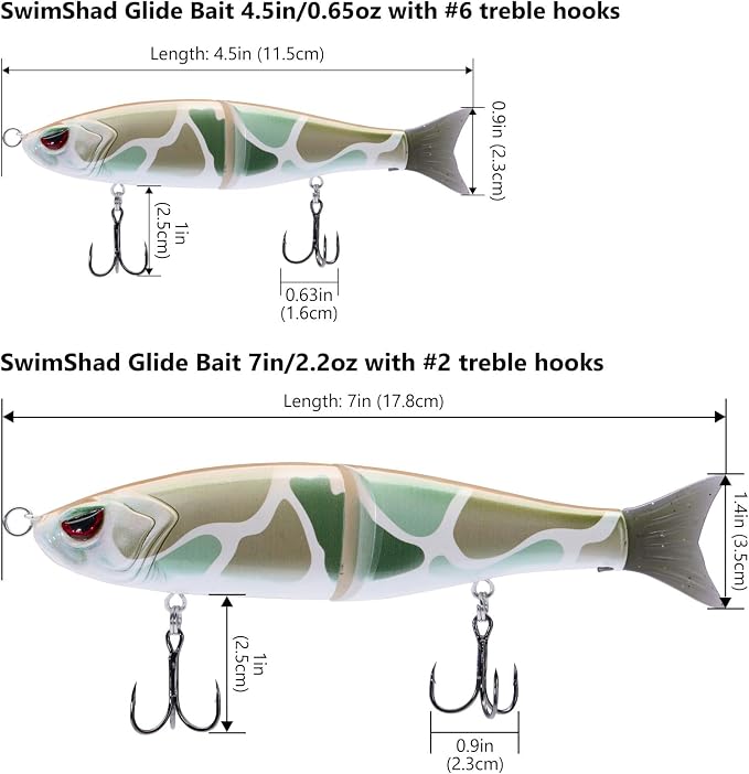 Bassdash SwimShad Glide Baits Jointed Swimbait Bass Pike Salmon Trout Muskie Fishing Lure