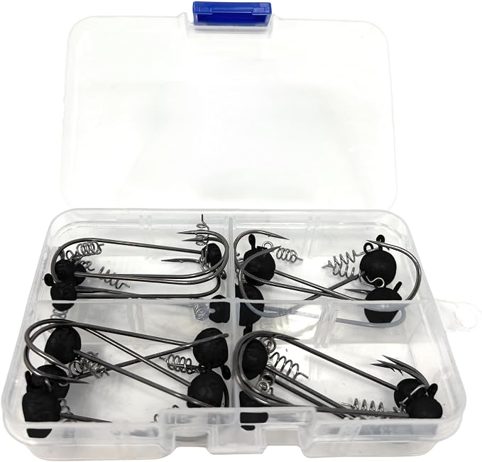 Reaction Tackle Stand-Up Shaky Head Jigs- for Bass Fishing with Size Stamped on Jig Heads (10-Pack)