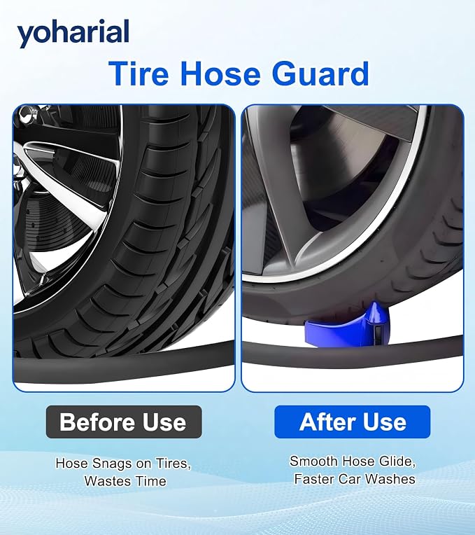 4Pcs Car Hose Guide for Washing, Plastic ‌Car Washing Tire Hose Guide with Roller Prevents Tire Displacement and Line Jamming, Car Wash Tools/Accessories, Blue