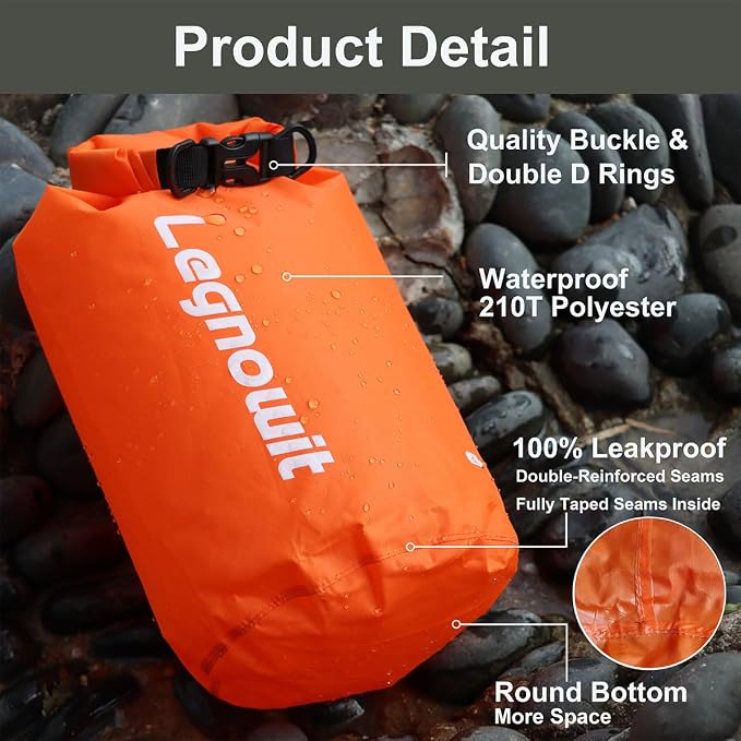 Dry Bag, 3 Pack/5 Pack Waterproof Lightweight Small & Large Dry Sacks for Outdoor Camping, Backpacking, Kayaking, Boating, Travel and More