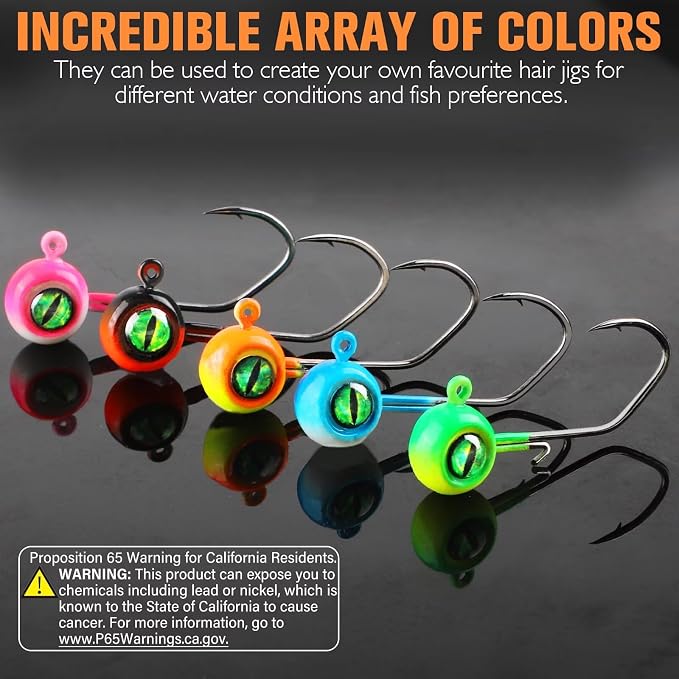 Dovesun Crappie Jig Heads for Fishing Underspin Jig Heads for Crappie Walleye Bluegill Ice Fishing 20pcs/25pcs 1/32oz, 1/16oz, 1/8oz