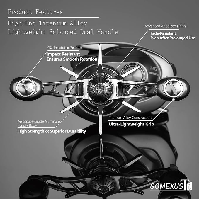 GOMEXUS Power Handle Compatible for Shimano SLX Metanium Calcutta Conquest Daiwa Tatula Steez Zillion Fuego CT Calcutta Baitcasting Reel Crank Replacement Parts